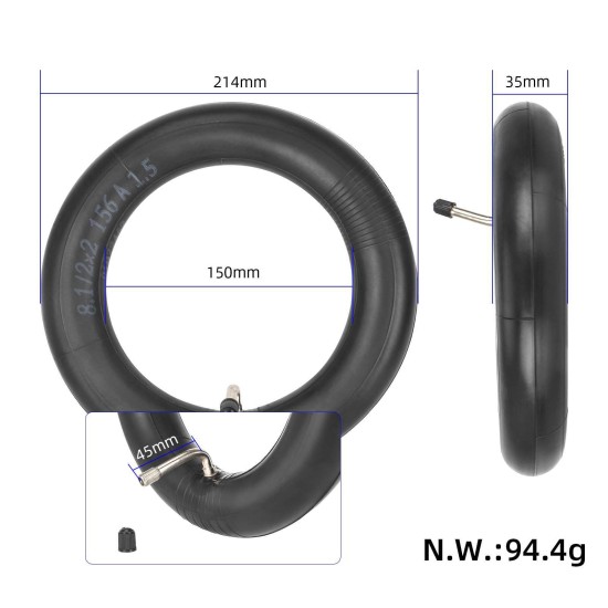 Вътрешна гума 8.5х2 с крив вентил (90 градуса) за KuKirin G2 Pro / Dualtron Mini / Dualtron Pop