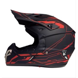 Каска FGN A40 Offroad – Черна мат с червени акценти / Размер L
