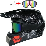 Офроуд каска за All-Mountain / Downhill (AM/DH) – Черна с бели пръски (Размер S) + ПОДАРЪК Очила