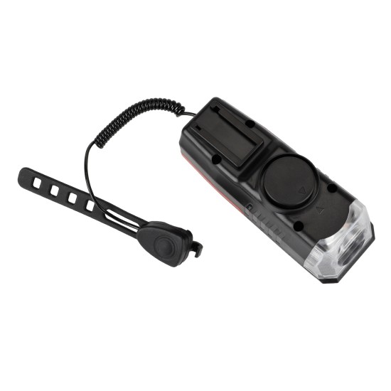 Соларен LED фар за велосипед и тротинетка със сирена и USB зареждане