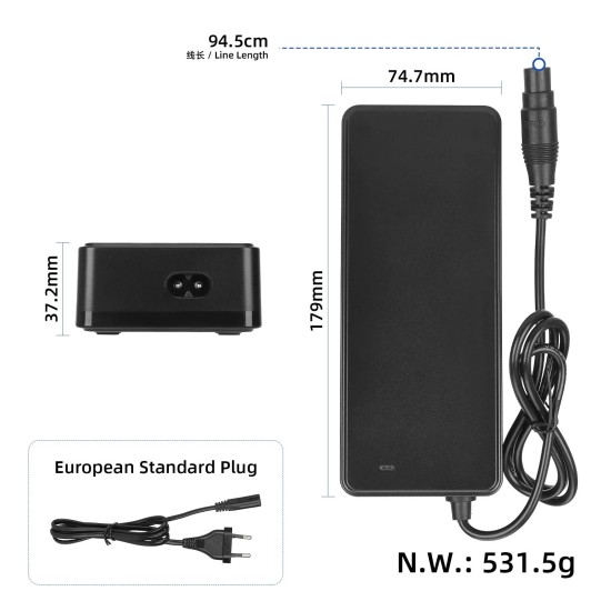 Зарядно 53.6V/54.6V 2A за Xiaomi 4 Pro Plus, 4 Pro Max / Ninebot G3, F3, GT3, ZT3